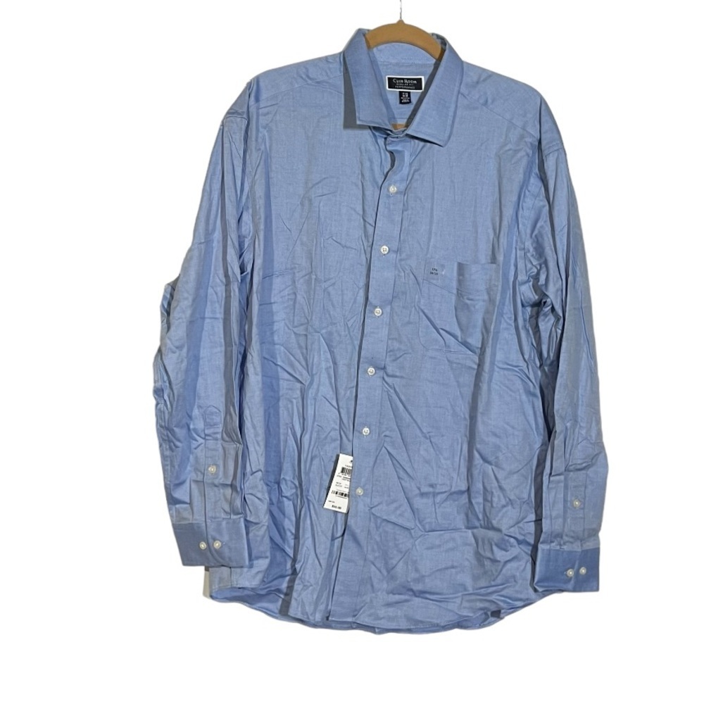 NWT Club Room Men's Button Dress Shirt Long Sleeve Blue Size XL, 17-1/2 34-35